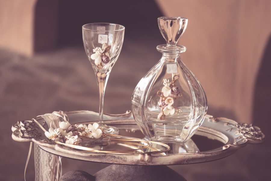 | σετ γαμου δίσκος-καράφα-ποτήρι από Velissaria.gr