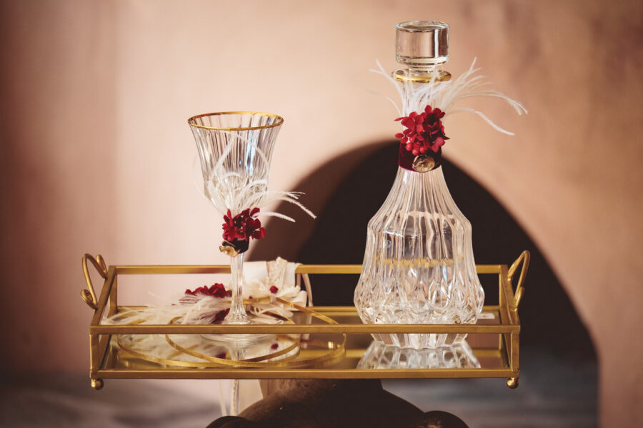 | σετ γαμου δίσκος-καράφα-ποτήρι από Velissaria.gr