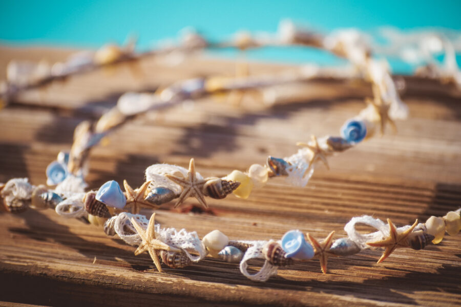 Στέφανα θαλασσινά | στέφανα γάμου σχοινί - δαντέλα από Velissaria.gr