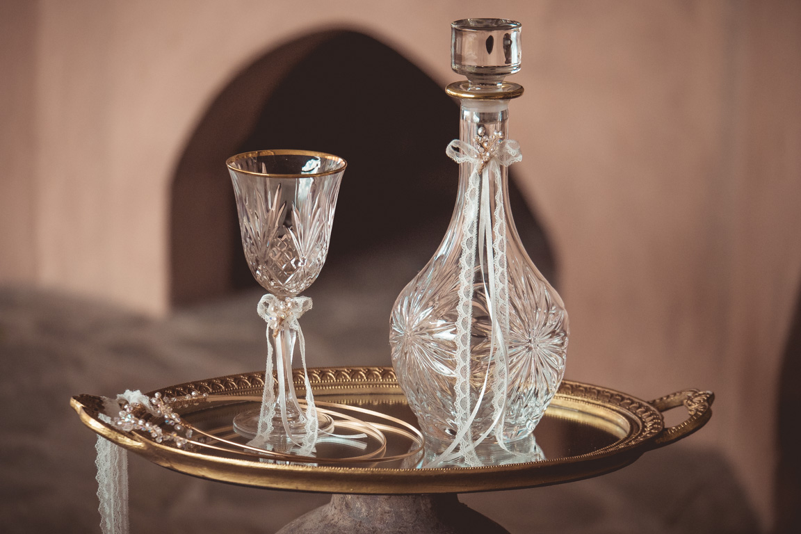 | σετ γαμου δίσκος-καράφα-ποτήρι από Velissaria.gr